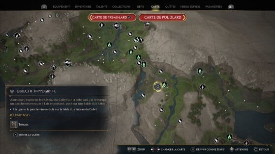 Localização do Castelo de Poidsear no mapa de Hogwarts Legacy - Hogwarts Legacy