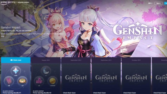 Genshin Impact: Prime Gaming oferece Gemas Essenciais, EXP e mais