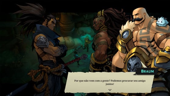 Os diálogos são dublados e localizados em português. | Imagem: Reprodução - Ruined King: Uma História de League of Legends