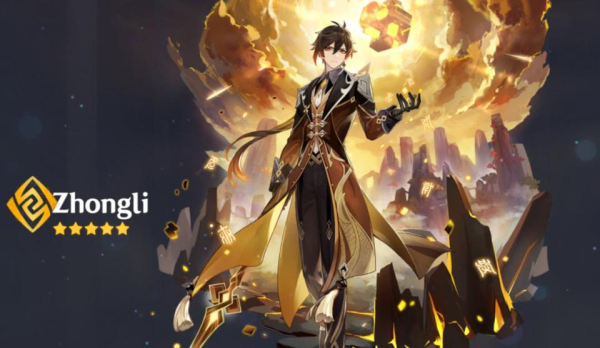 Genshin impacto jogo cartaz personagens masculinos zhong li anime