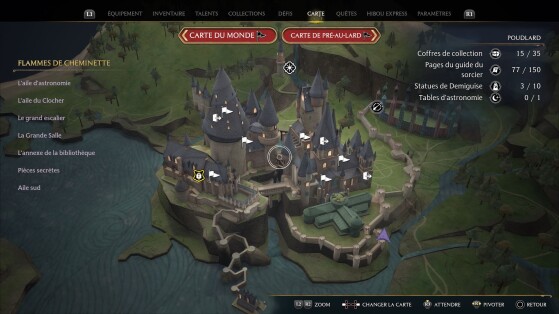 Localização da Mesa de Astronomia de Fênix no mapa - Hogwarts Legacy