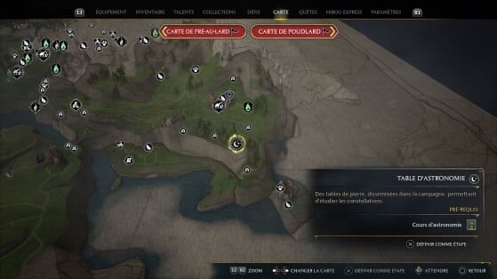 Localização da Mesa de Astronomia da Baleia no mapa - Hogwarts Legacy