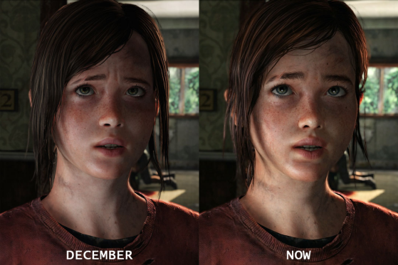 Ellie antes das mudanças (esq.) e depois (dir.) — Imagem: Reprodução - The Last of Us Part 1