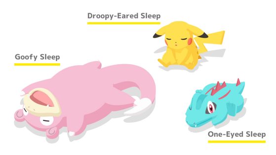 Os diferentes tipos de sono dos Pokémon, com Slowbro, Pikachu e Totodile— Imagem: - Pokémon Scarlet e Violet