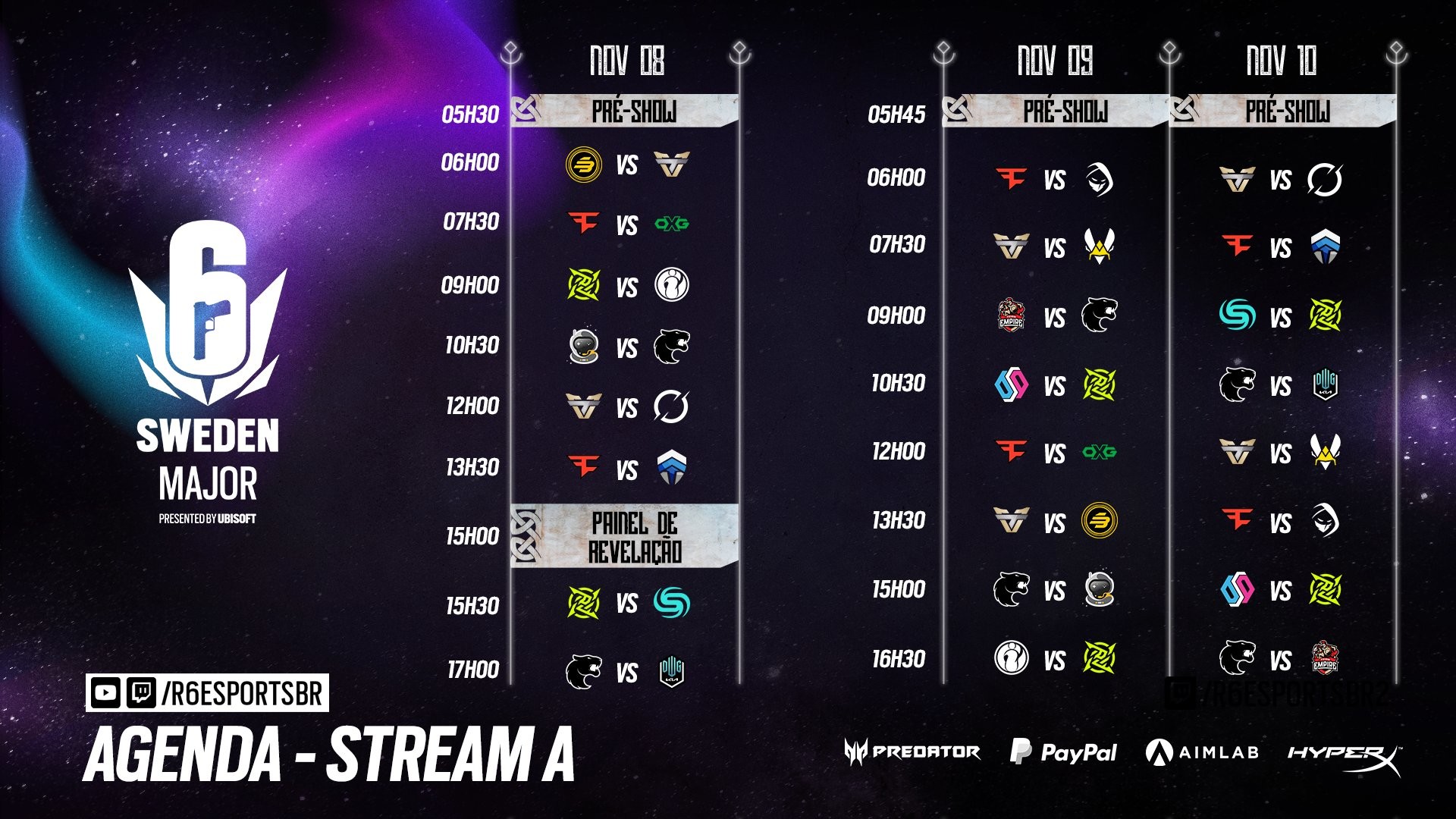 R6 Six Major Suécia tem grupos e calendário de jogos definidos Millenium