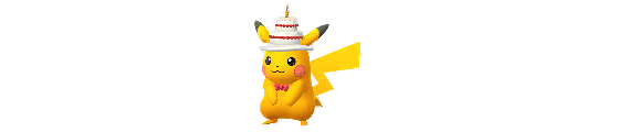 Encontro com Pikachu com chapéu de bolo de festa - Pokémon GO