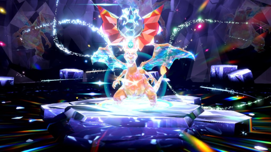 Uma Raid Tera Crystal de Charizard em Pokémon Scarlet e Violet — Imagem: The Pokémon Company/Divulgação - Pokémon Scarlet e Violet