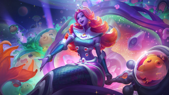 Splash Art da nova skin Nami Embalos no Espaço — Imagem: Riot Games/Divulgação - League of Legends