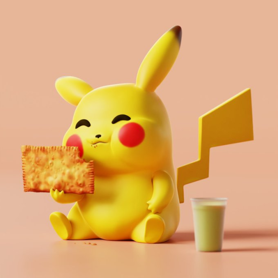 Pikachu com seu pastel e caldo de cana — Imagem: @oiemare/Twitter - Pokémon Scarlet e Violet