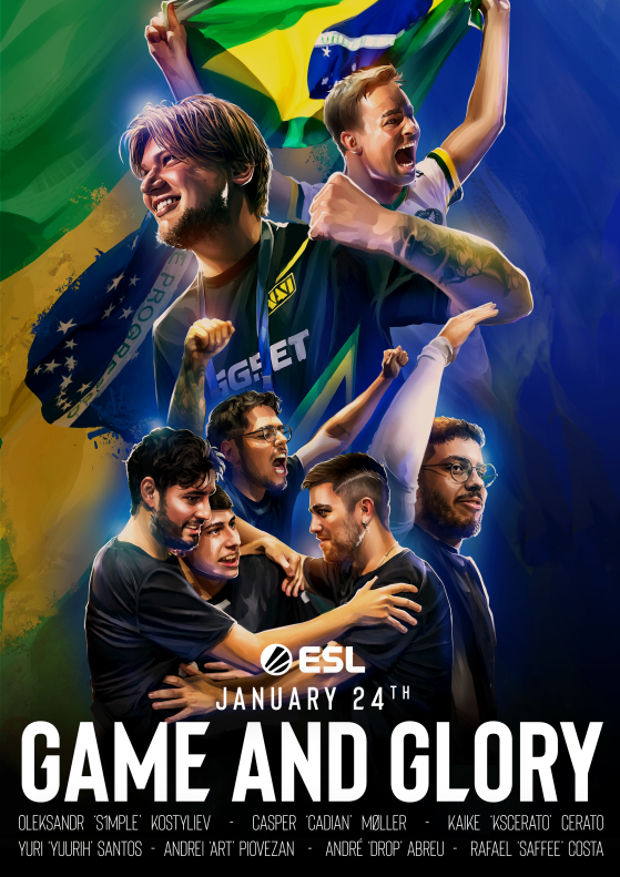 Poster oficial de Game and Glory — Imagem: ESL FACEIT Group e BBC Studios - Counter-Strike: Global Offensive
