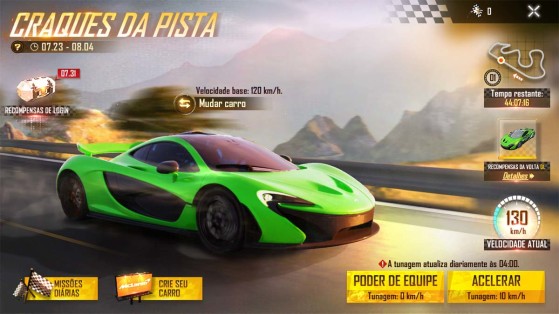 Free Fire receberá carros da McLaren e pista de corrida