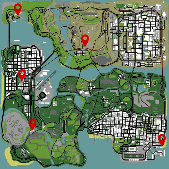 Recreated the San Andreas map with modern Los Santos (GTA V map