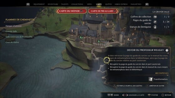 Localização da primeira página no mapa - Hogwarts Legacy