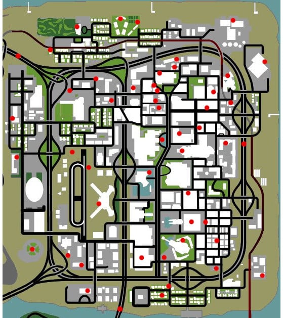 Mapa com a localização das ferraduras de GTA San Andreas - GTA San Andreas