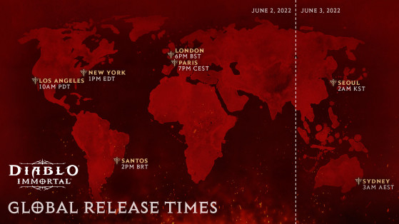 Mapa do lançamento de Diablo Immortal pelo mundo - Diablo Immortal