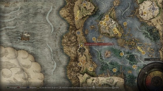 Localização da Cabana do Vingador no mapa de Elden Ring - Elden Ring