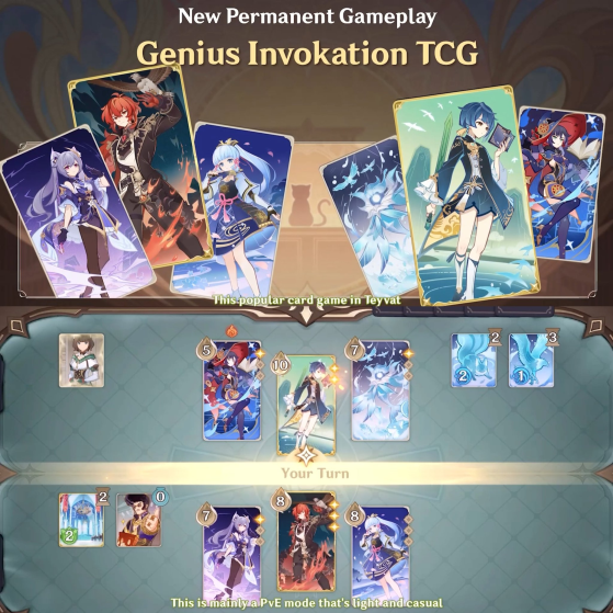 Visão geral do jogo de cartas TCG — Imagem: Divulgação/HoYoverse - Genshin Impact