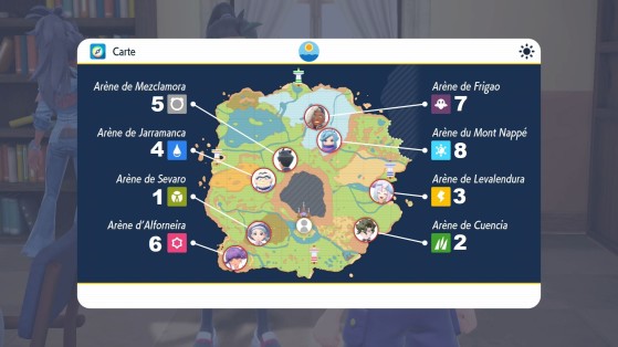 A localização dos Ginásios em Pokémon Scarlet e Violet — Imagem: Nintendo/Reprodução - Pokémon Scarlet e Violet