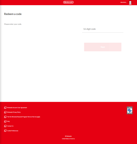 Resgate o código recebido no site da Nintendo — Captura de tela: MGG Brasil | Imagem: Nintendo - Millenium