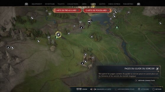 Verifique os pontos no mapa para encontrar as páginas do Guia de Campo - Hogwarts Legacy