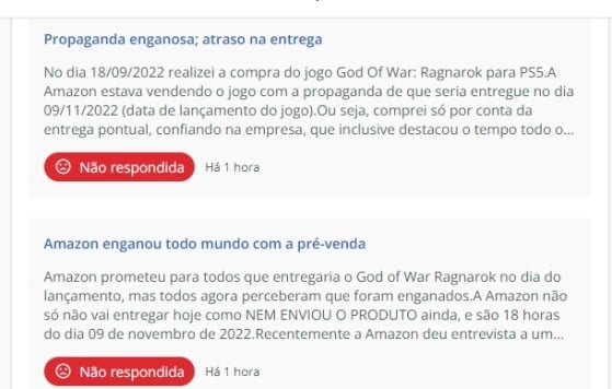 God of War Ragnarok:Reclamações da Amazon não respondidas - God of War Ragnarok