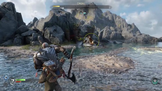 Fique atento para quando Dreki quiser saltar para cima de Kratos - God of War Ragnarok