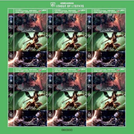 Veja os selos de LoL comercializados pelos Correios da Espanha. | Imagem: Reprodução - League of Legends