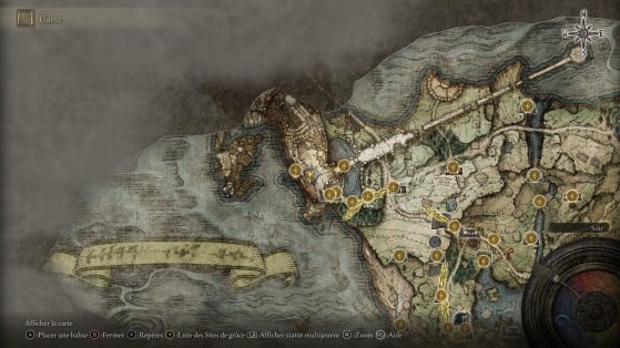 Localização do objetivo no mapa - Elden Ring