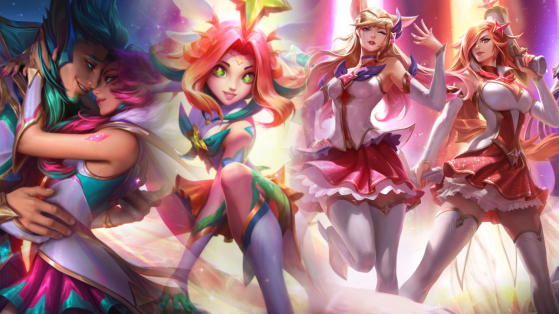 A primeira equipe liderada por Ahri era formada por Miss Fortune, Neeko, Rakan e Xayah — Imagem: Riot Games/Divulgação - League of Legends