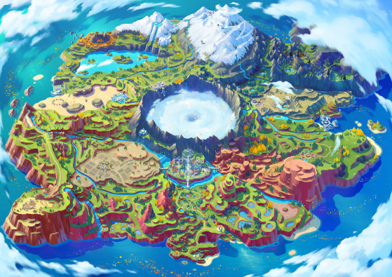 Mapa de Paldea, região da 9ª Geração de Pokémon — Imagem: The Pokémon Company/Divulgação - Pokémon Scarlet e Violet
