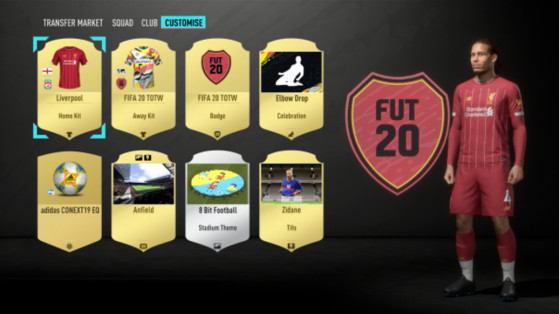 Nova janela de personalização do teu clube. Imagem: EA Sports - FIFA 21