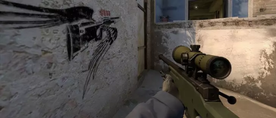 O grafite de coldzera, eternizando a jogada | Foto: Reprodução - Counter-Strike: Global Offensive