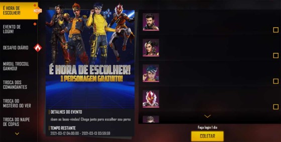 Free Fire: Evento Hora de Escolher dá um personagem de graça - Millenium