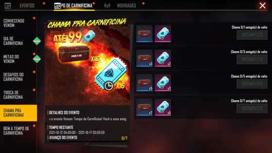 COMO CHAMAR AMIGO DE VOLTA NO FREE FIRE. E COMPLETA O EVENTO CHAMA