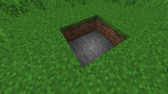 Construa um buraco 4x4 para com um bloco de profundidade - Minecraft