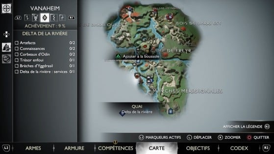 Localização do baú lendário no mapa - God of War Ragnarok