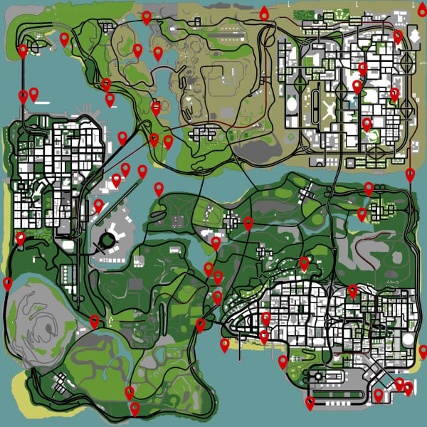 GTA San Andreas: Mapa e localização das 50 ostras colecionáveis do jogo -  Millenium