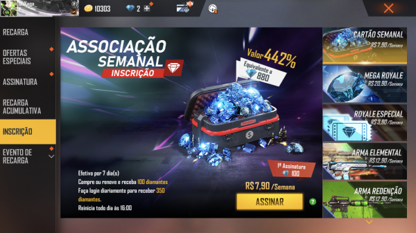 Free Fire 100 diamantes + 20 Bônus - Código Digital Receba Por E-mail